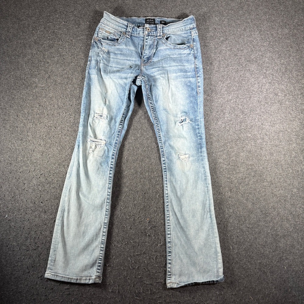Buckle Black Fit No 23 Bootleg Jeans Mens 32R Light Wash Distressed BLA3003